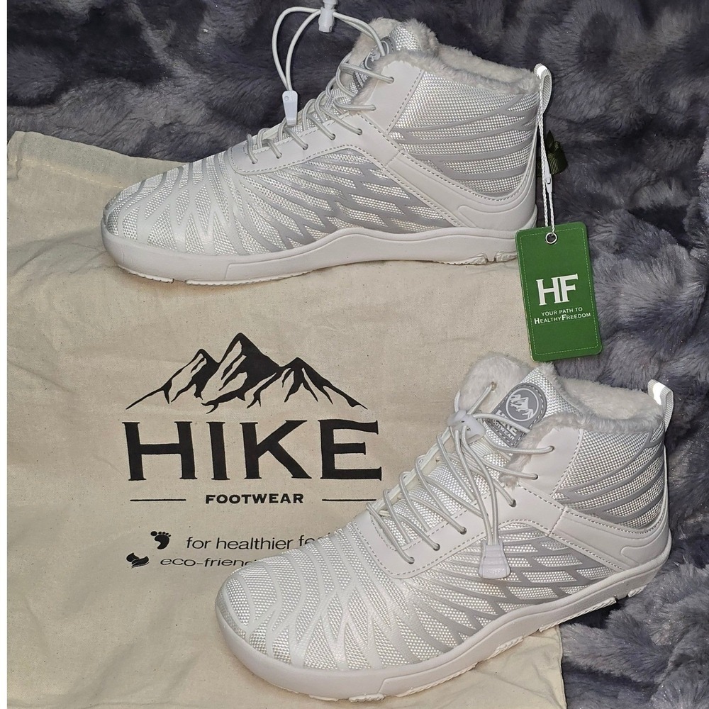 NWT Hike Footwear Lorax Winter Boot White Faux Fur Lined Barefoot Women 6 EU 36